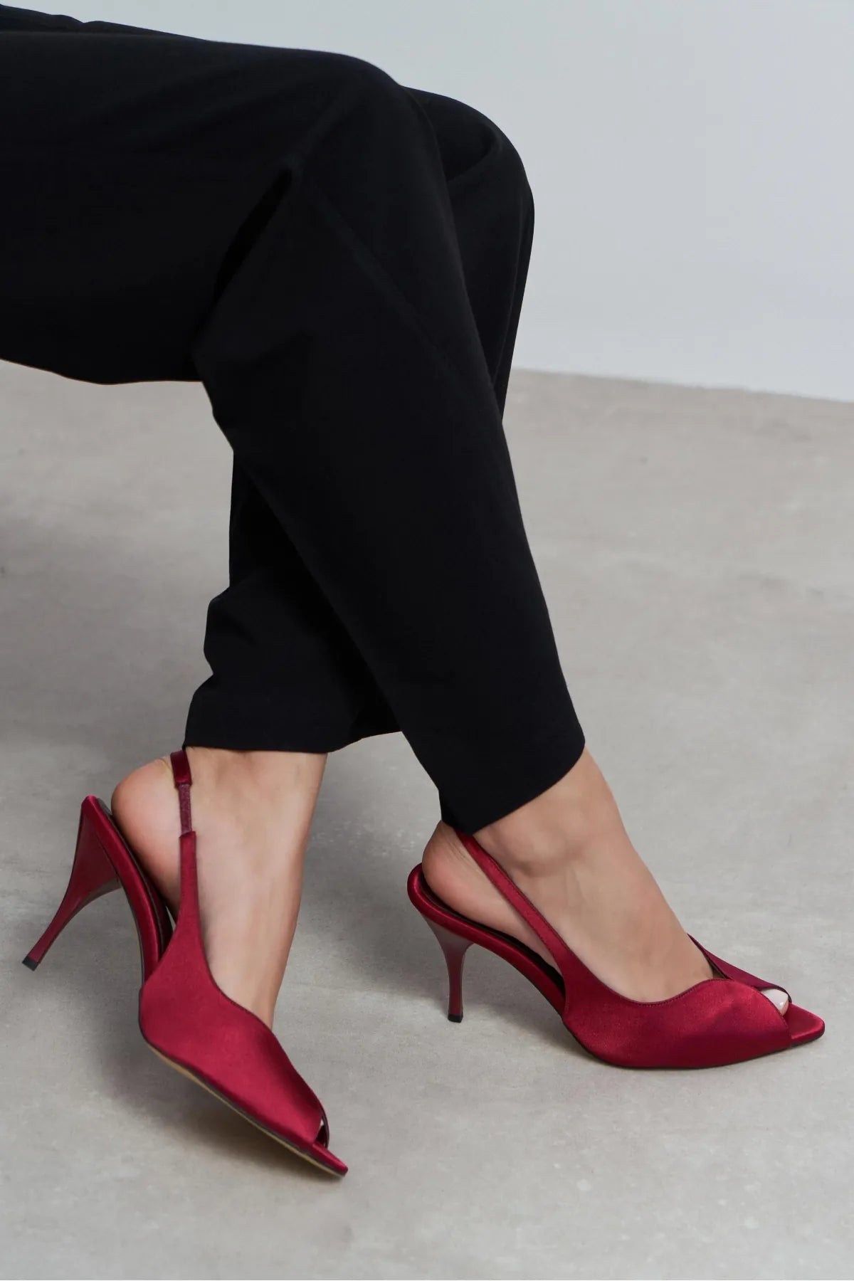 ROXY Burgundy Satin Ankle Strap Open Toe Women’s Heels | FOOTWEAR | Heels | Lebbse