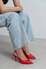 ROXY Red Satin Ankle Strap Open Toe Women’s Heels