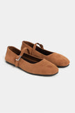 MONO Tan Suede Genuine Leather Buckle Detail Women’s Ballet Flats