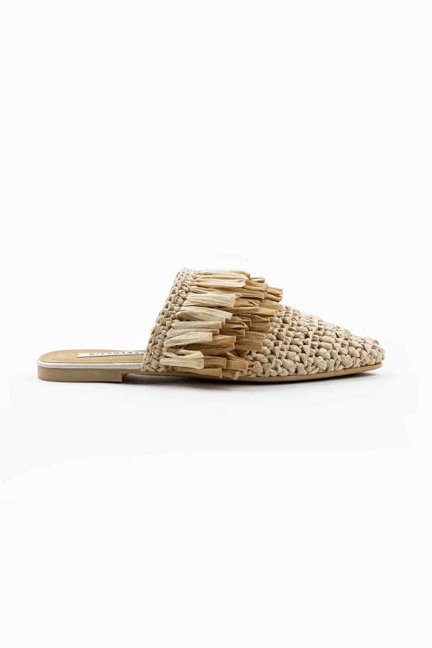 VİANA BEIGE KNITTED WOMEN'S SLIPPERS WITH BEIGE TAB FRINGE DETAILS