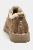 LUSHA Rome Beige Genuine Suede Leather Fur-Lined Lace-Up Shoes – 2 cm