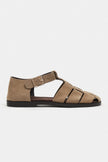 MARCEL Rome Beige Suede Genuine Leather Buckle Detail Women’s Flat Sandals