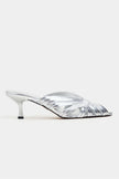ROSIE Silver Metallic Open-Toe Cage Detail Women's Heeled Slippers