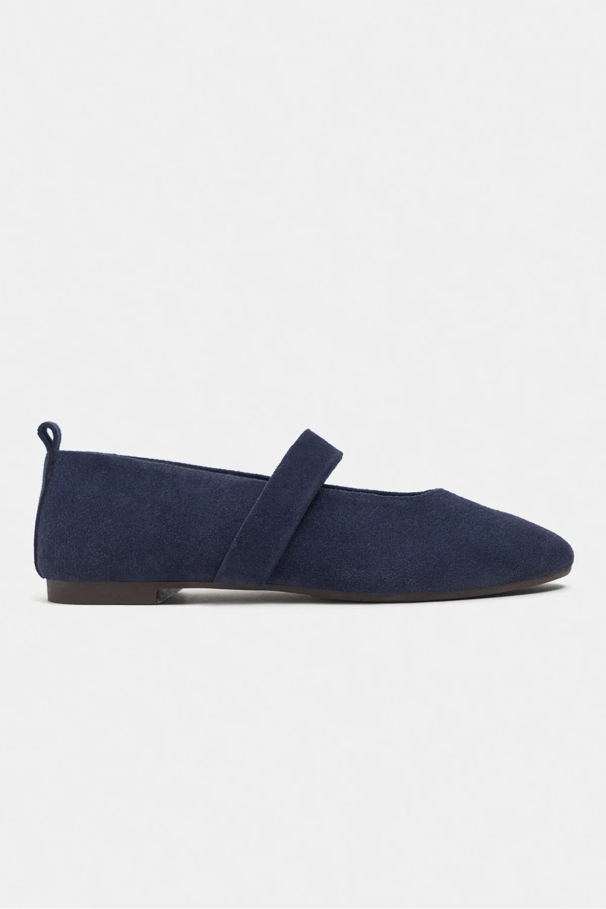 Tectum Navy Blue Suede Genuine Leather Medium-Band Flat Women's Ballet Flats