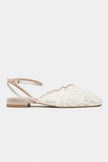 Tracy Beige Lace Detail Back-Strap Buckle Flat Sandals