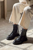 TEMPEST BLACK GENUINE LEATHER LACE-UP WOMEN'S COMBAT BOOTS