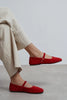 MONO Red Suede Genuine Leather Buckle Detail Women’s Ballet Flats
