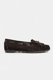 FERRE Bitter Brown Suede Genuine Leather Lace-Up Detail Women’s Loafers