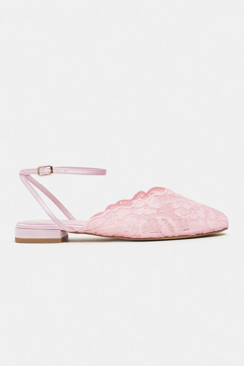 TRACY Candy Pink Lace Detail Back Strap Buckled Women’s Heeled Sandals
