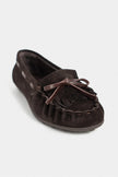 FERRE Bitter Brown Suede Genuine Leather Lace-Up Detail Women’s Loafers