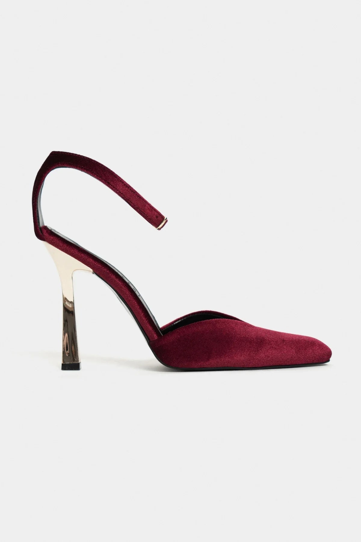 VIBE Burgundy Velvet Ankle Strap Women’s Gold Heel Shoes | FOOTWEAR | Heels | Lebbse VIBE Burgundy Velvet Ankle Strap Women’s Gold Heel Shoes | FOOTWEAR | Heels | Lebbse