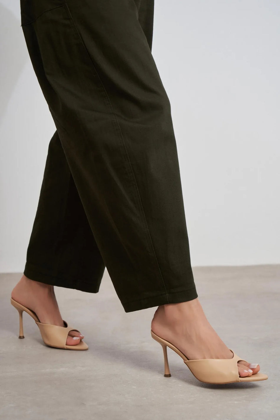 RODI Nude Matte Pointed Toe Women’s Thin Heel Mule Sandals