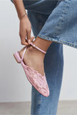 TRACY Candy Pink Lace Detail Back Strap Buckled Women’s Heeled Sandals