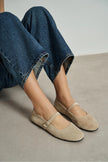 MONO Beige Genuine Leather Buckle Detail Women’s Ballet Flats