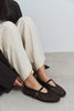 BELINDA Coffee Suede Leather Studded Buckle Detail Women’s Ballerina Flats
