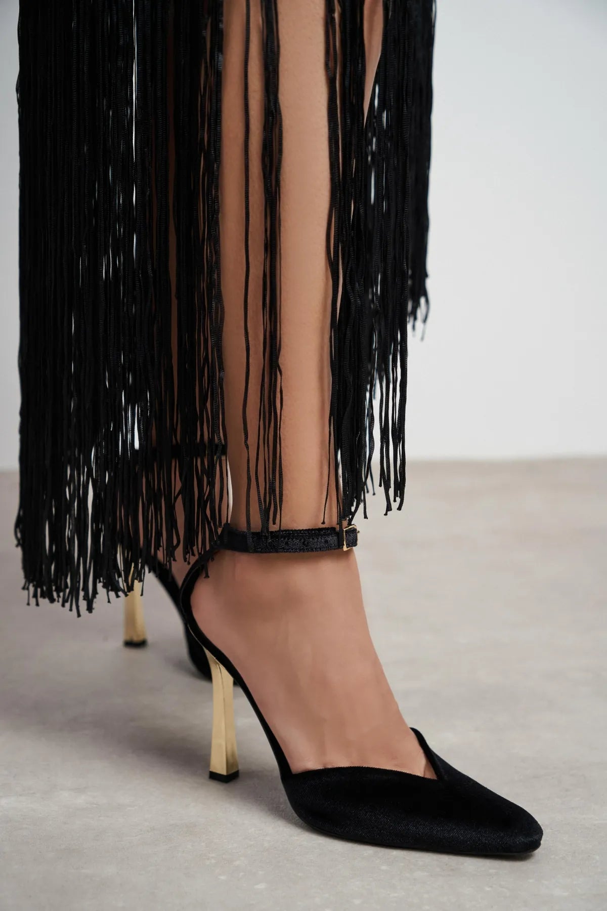VIBE Black Velvet Ankle Strap Women’s Gold Heel Shoes | FOOTWEAR | Heels | Lebbse VIBE Black Velvet Ankle Strap Women’s Gold Heel Shoes | FOOTWEAR | Heels | Lebbse