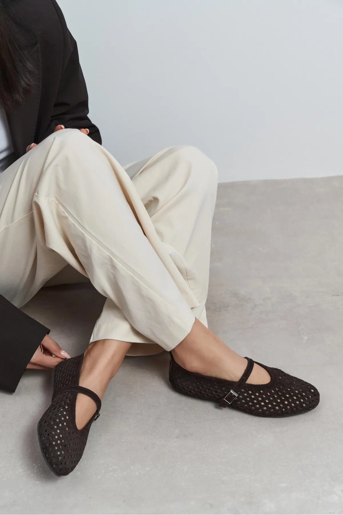 BELINDA Coffee Suede Leather Studded Buckle Detail Women’s Ballerina Flats | Ballet Flats | FOOTWEAR | Lebbse BELINDA Coffee Suede Leather Studded Buckle Detail Women’s Ballerina Flats | Ballet Flats | FOOTWEAR | Lebbse
