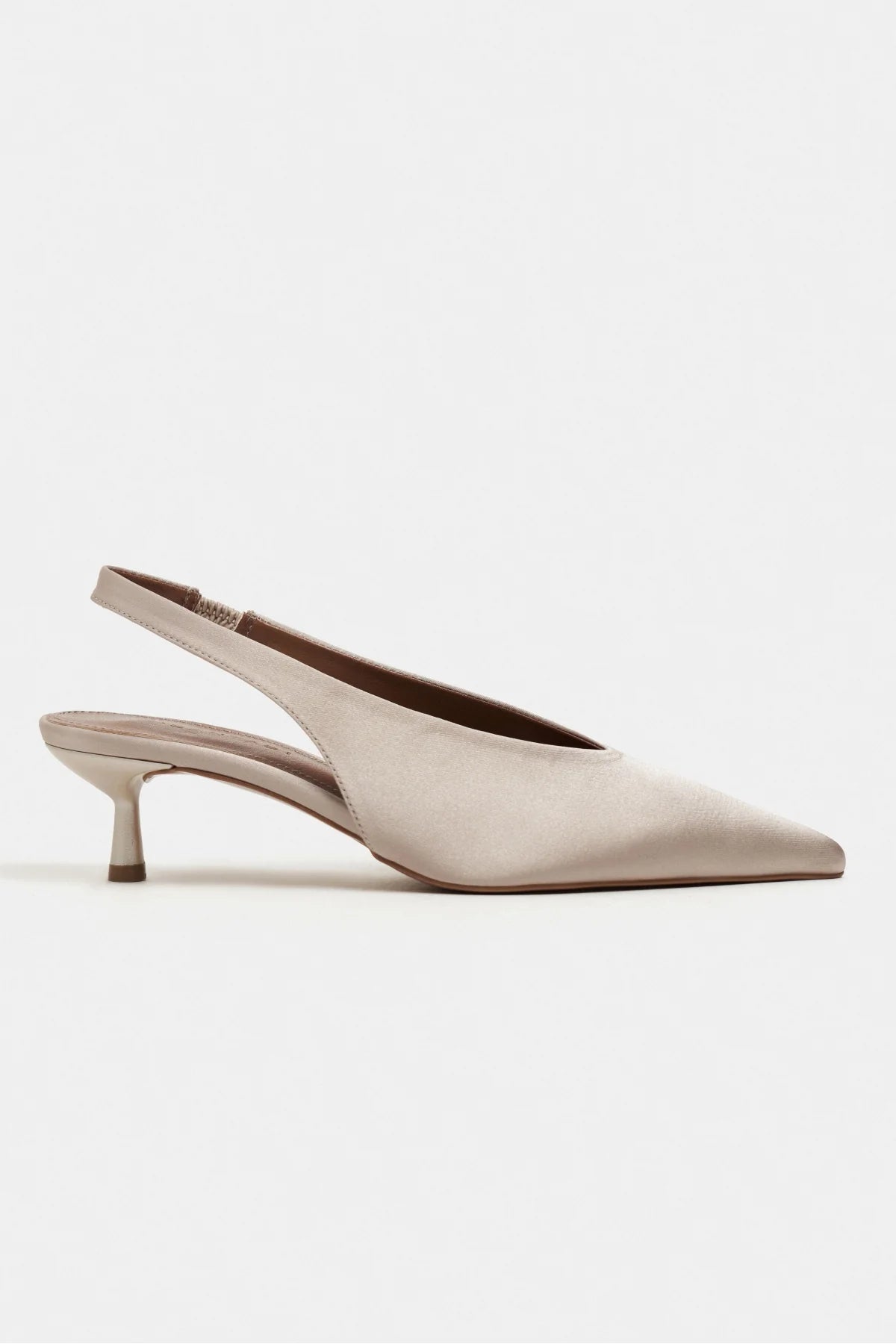 WILSON Sand Beige Satin Neoprene Slingback Women’s Heels