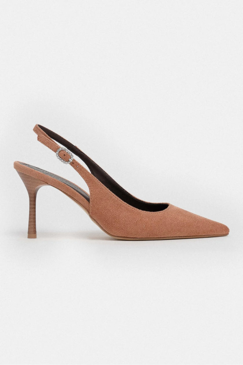 MENDY TABA  SUEDE BELT DETAIL POINTED TOE WOMEN'S HIGH-HEEL SHOES