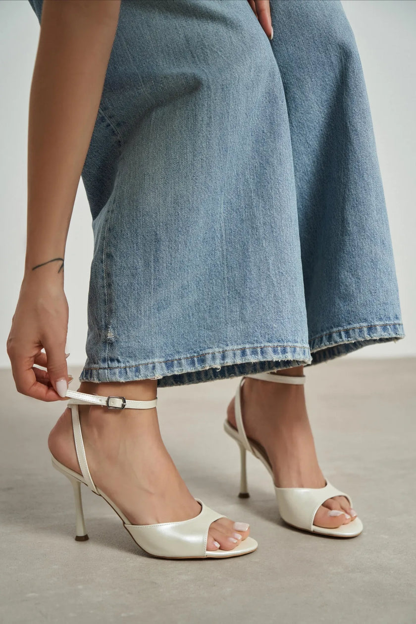 CHARMS Pearl Matte Ankle Strap Detail Women’s High Heels