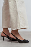 ADEN Coffee Rustic Pattern Open Toe Pointed Women’s Heels