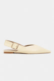 BENETO Butter Yellow Matte Pointed Toe Belt Detail Women’s Ballet Flats