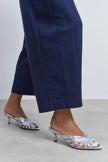 ROSIE Silver Metallic Open-Toe Cage Detail Women's Heeled Slippers