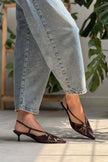 Sebastian Coffee Patterned Matte Ankle Elastic Detail Women's High Heel Shoes