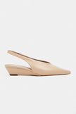 NINO Nude Matte Pointed Toe Back Strap Women’s Wedge Heel Shoes