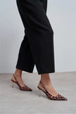 VIORA Leopard Satin Buckle Detail Women’s Gold Heel Shoes