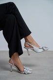 LOREA White Polka Dot Satin Bow Detail Women’s Heels