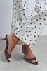 PROMISE Brown Polka Dot Patterned Pointed-Toe Women's Heeled Slippers