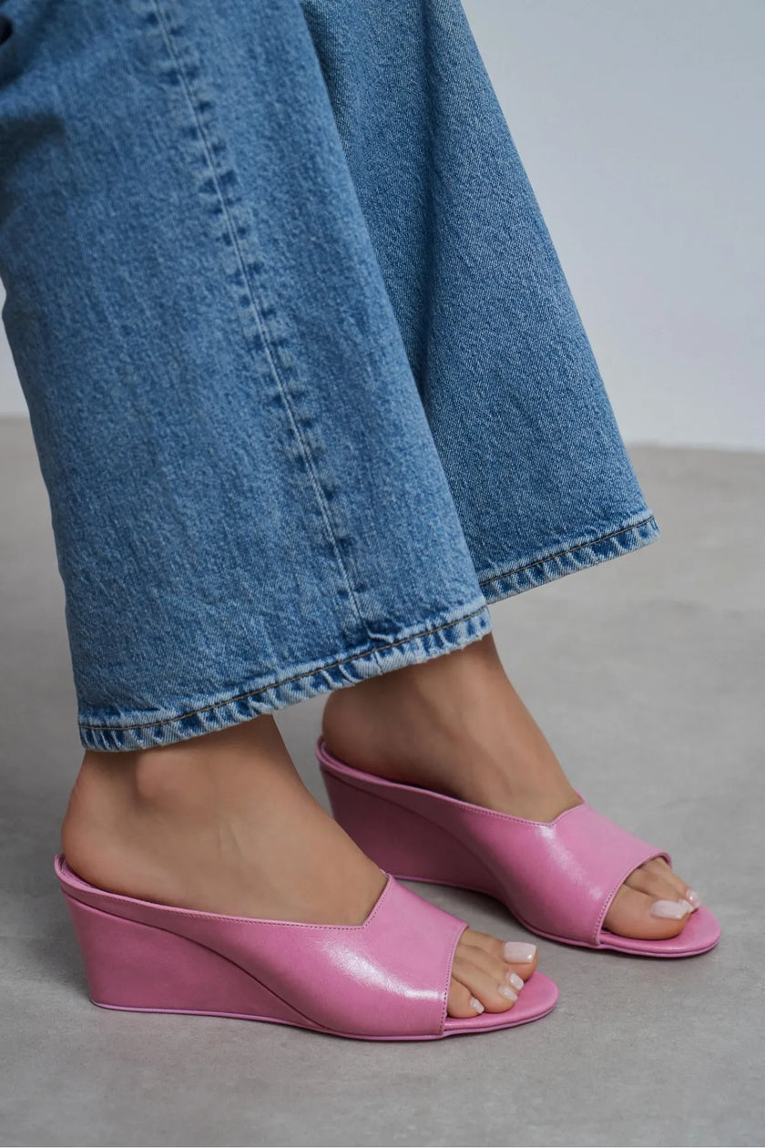 ALLISON Pink Rustic Wedge Heel Women’s Slipper's
