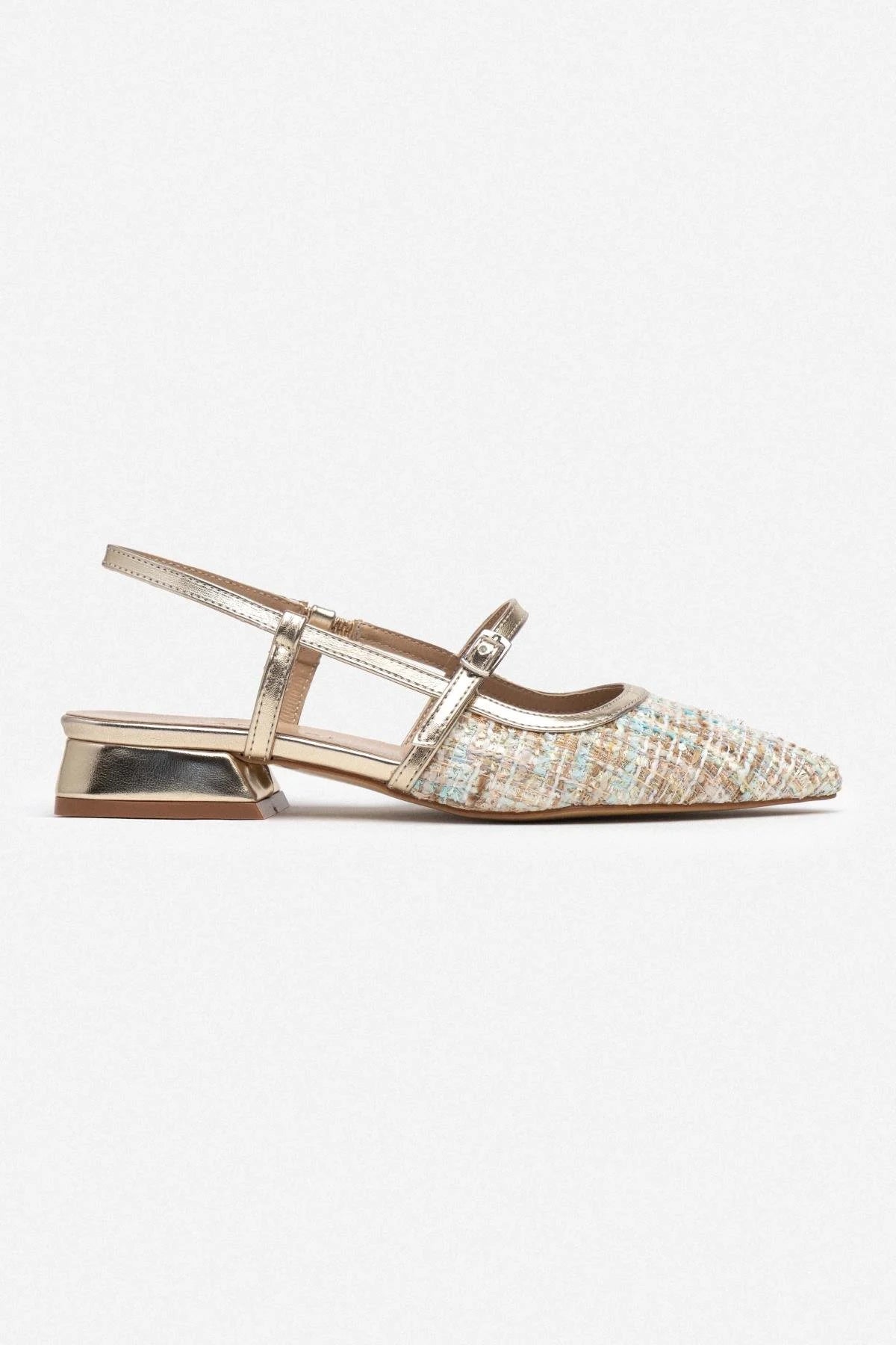 X-HARMONY COLORFUL KILIM GOLD DETAIL BELT DETAIL POINTED TOE SHORT HEEL WOMEN'S BALLERINA | Flats | FOOTWEAR | Loafers X-HARMONY COLORFUL KILIM GOLD DETAIL BELT DETAIL POINTED TOE SHORT HEEL WOMEN'S BALLERINA | Flats | FOOTWEAR | Loafers