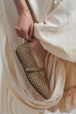 BELINDA Rome Beige Suede Leather Studded Buckle Detail Women’s Ballerina Flats