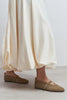 BELINDA Rome Beige Suede Leather Studded Buckle Detail Women’s Ballerina Flats
