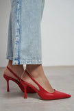ELARA Red Matte Slingback V-Vamp Pointed Toe Women’s Heels