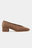 SAMIA Desert Dark Beige Genuine Suede Leather Block Heel Flats – 4 cm