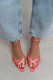 MONICA Salmon Satin Ankle Strap Detail Women’s Stiletto Heels