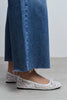 MAGNI White Lace Embroidered Bow Detail Women’s Ballet Flats