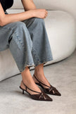 Sebastian Coffee Patterned Matte Ankle Elastic Detail Women's High Heel Shoes