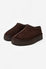 SWEET BROWN SUEDE FLAT-SOLED HOME SLIPPERS WITH FUR INSIDE