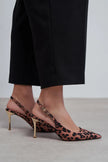 VIORA Leopard Satin Buckle Detail Women’s Gold Heel Shoes