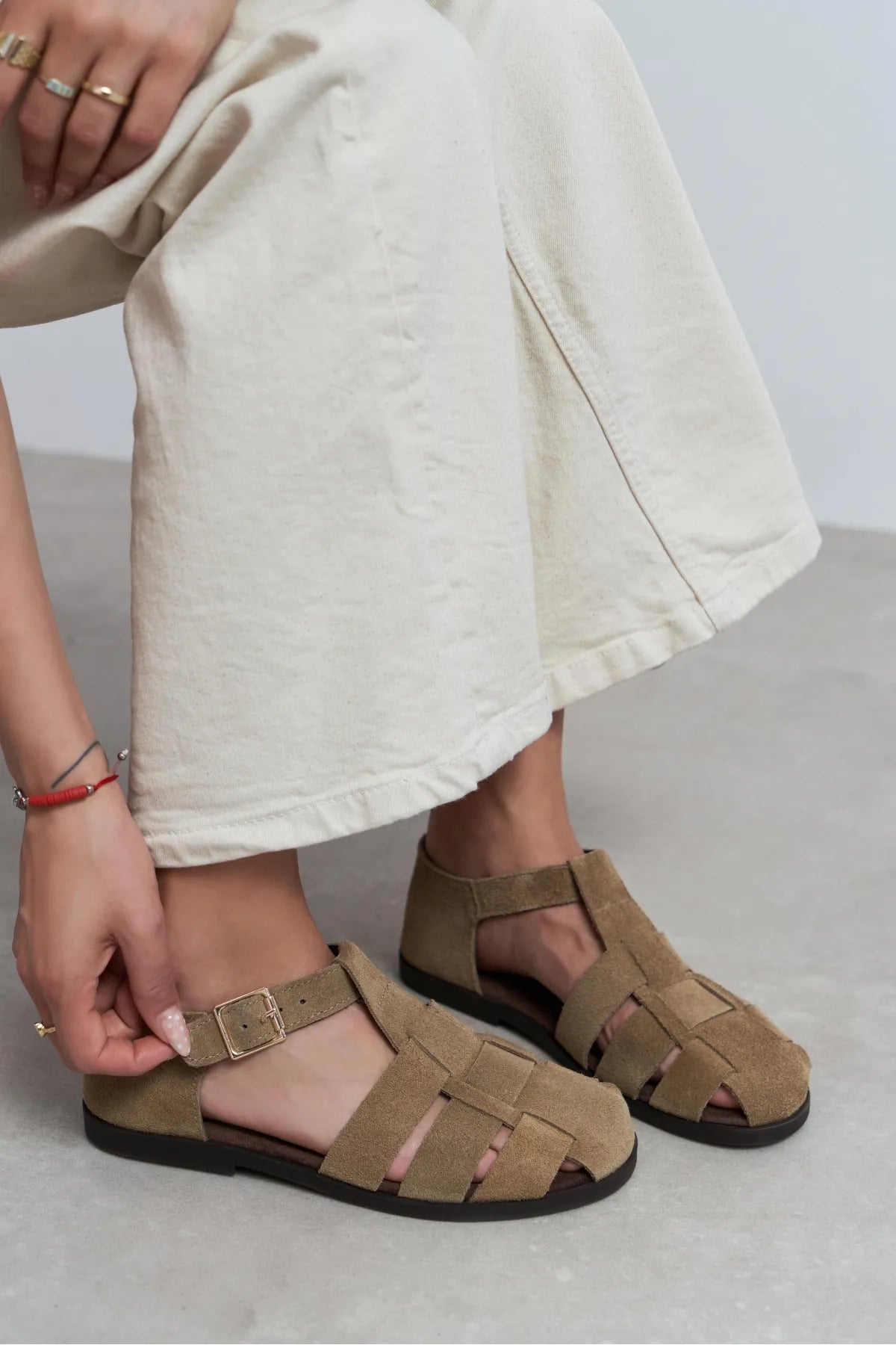 MARCEL Rome Beige Suede Genuine Leather Buckle Detail Women’s Flat Sandals | FOOTWEAR | SANDALET | Lebbse MARCEL Rome Beige Suede Genuine Leather Buckle Detail Women’s Flat Sandals | FOOTWEAR | SANDALET | Lebbse