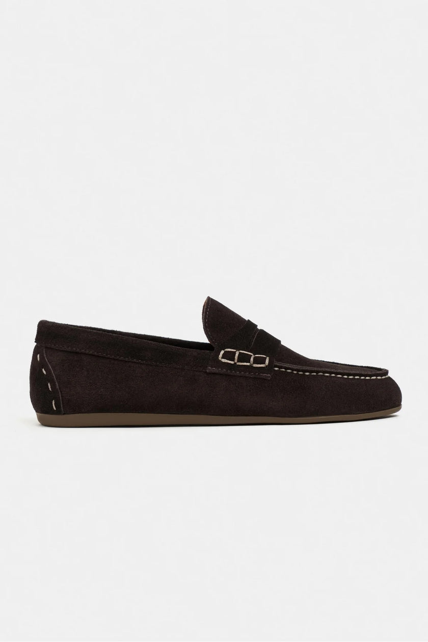 JERY Brown Suede Leather Women’s Loafer Shoes