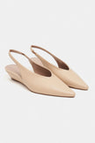 NINO Nude Matte Pointed Toe Back Strap Women’s Wedge Heel Shoes