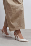 MEHRU Beige Patent Buckle Detail Pointed Toe Women’s Heels