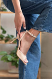CHARMS Nude Patent Ankle-Strap Detail Women’s Slim High-Heel Shoes