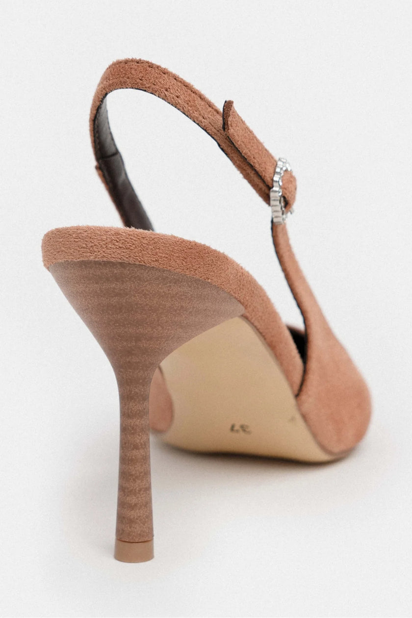 MENDY TABA  SUEDE BELT DETAIL POINTED TOE WOMEN'S HIGH-HEEL SHOES