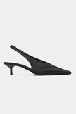 MELVIN Black Satin Women’s Heeled Shoes with Elastic Ankle Detail